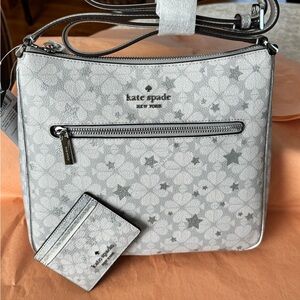 NWT Kate Spade Starry Gray Crossbody Bag & Cardholder Set!
